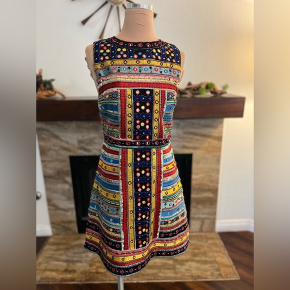 ALICE + OLIVIA Embroidered Embellished Dress - Picture 4 of 10